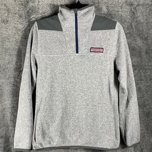 Vineyard Vines Shirt Youth Large (16) Gray Shep & Ian Fleece Quarter Zip Outdoor
